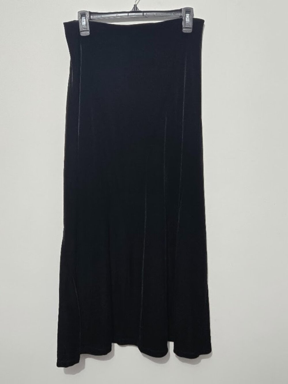 Coldwater Creek Black Velvet Whimsigoth Maxi Skirt Sz S Elastic Waist Party Fall